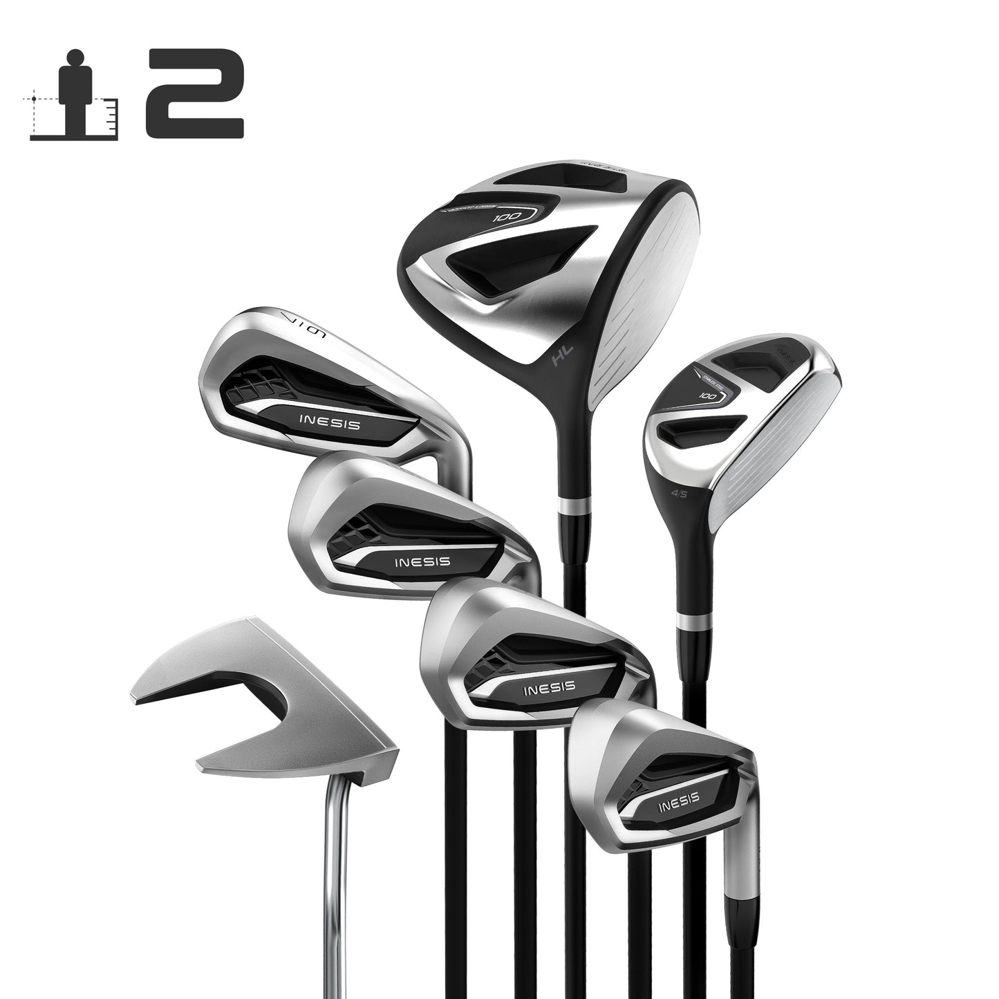 Adult's right-handed 7-club golf set 100 size 2 graphite | Inesis